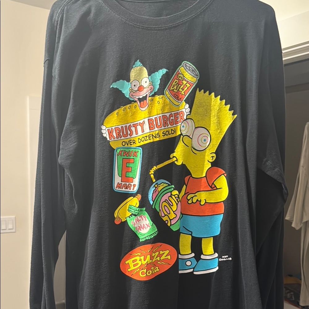 Simpsons Krusty Burger Black Graphic Long Sleeve